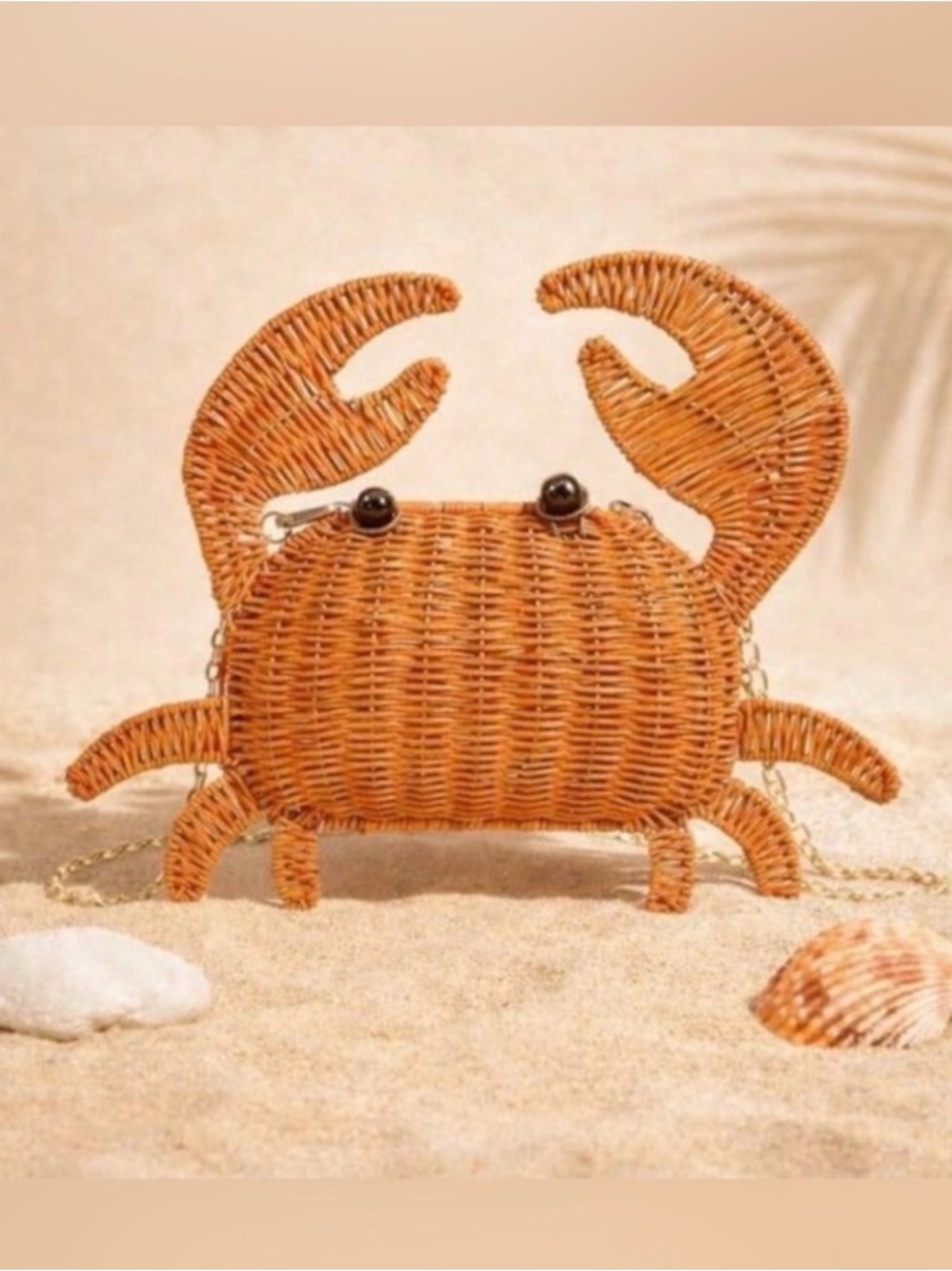 New Tommy Bahama Woven Crab-Shaped Rattan Beach Bag - Brown - Picture 3 of 16